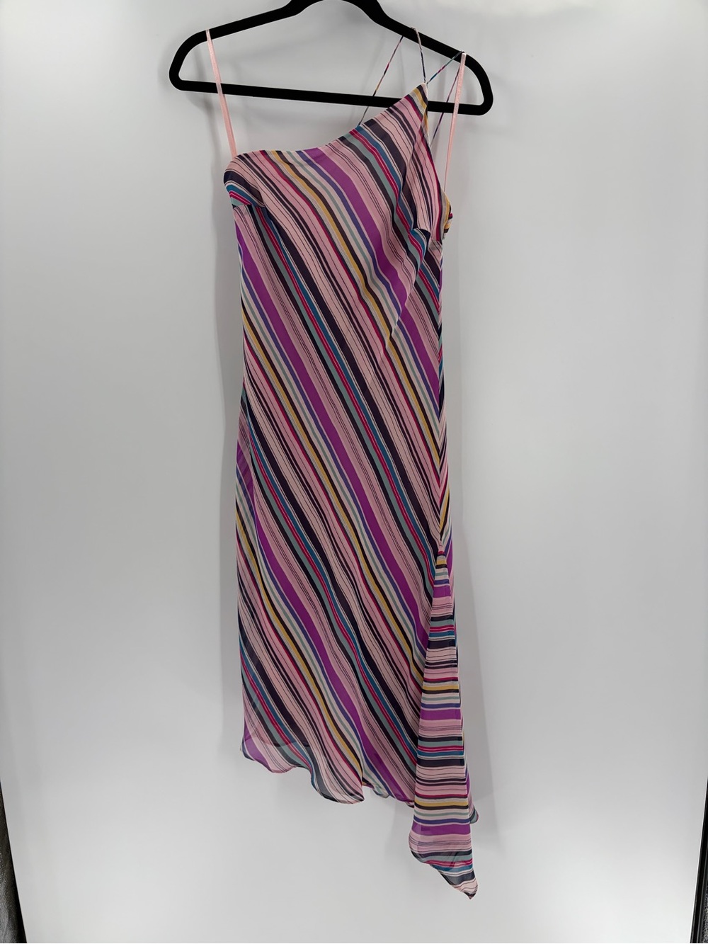 Express Y2K vintage 90s 2000s halter stripe asymmetric silk floral dress sz 7/8
